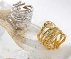 Liquid Flow Gold Statement Ring