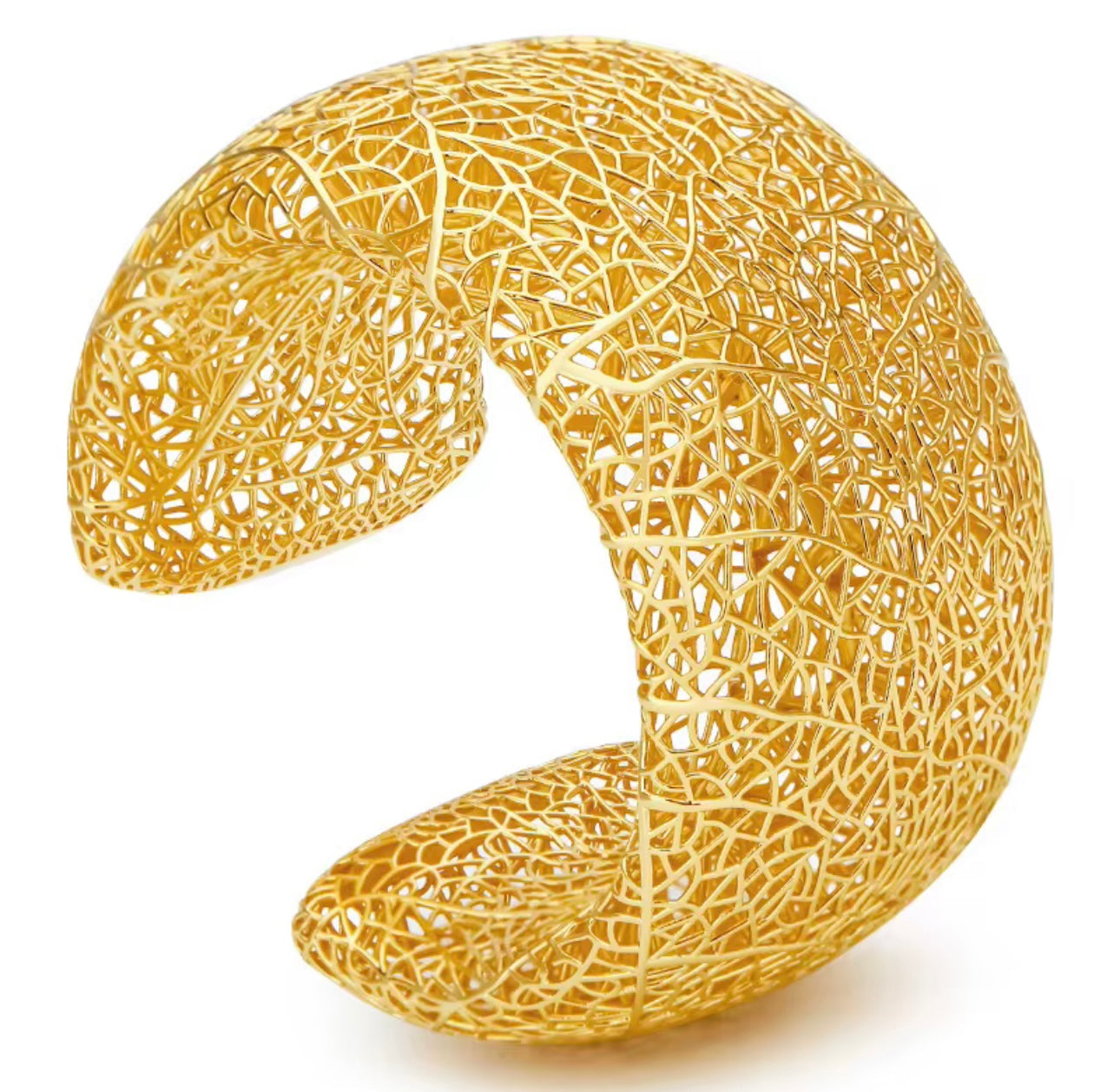 3 D Hollow Gold filigree Statement Cuff