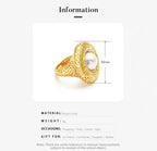 3D Hollow Gold pearl and Gemstone Ring