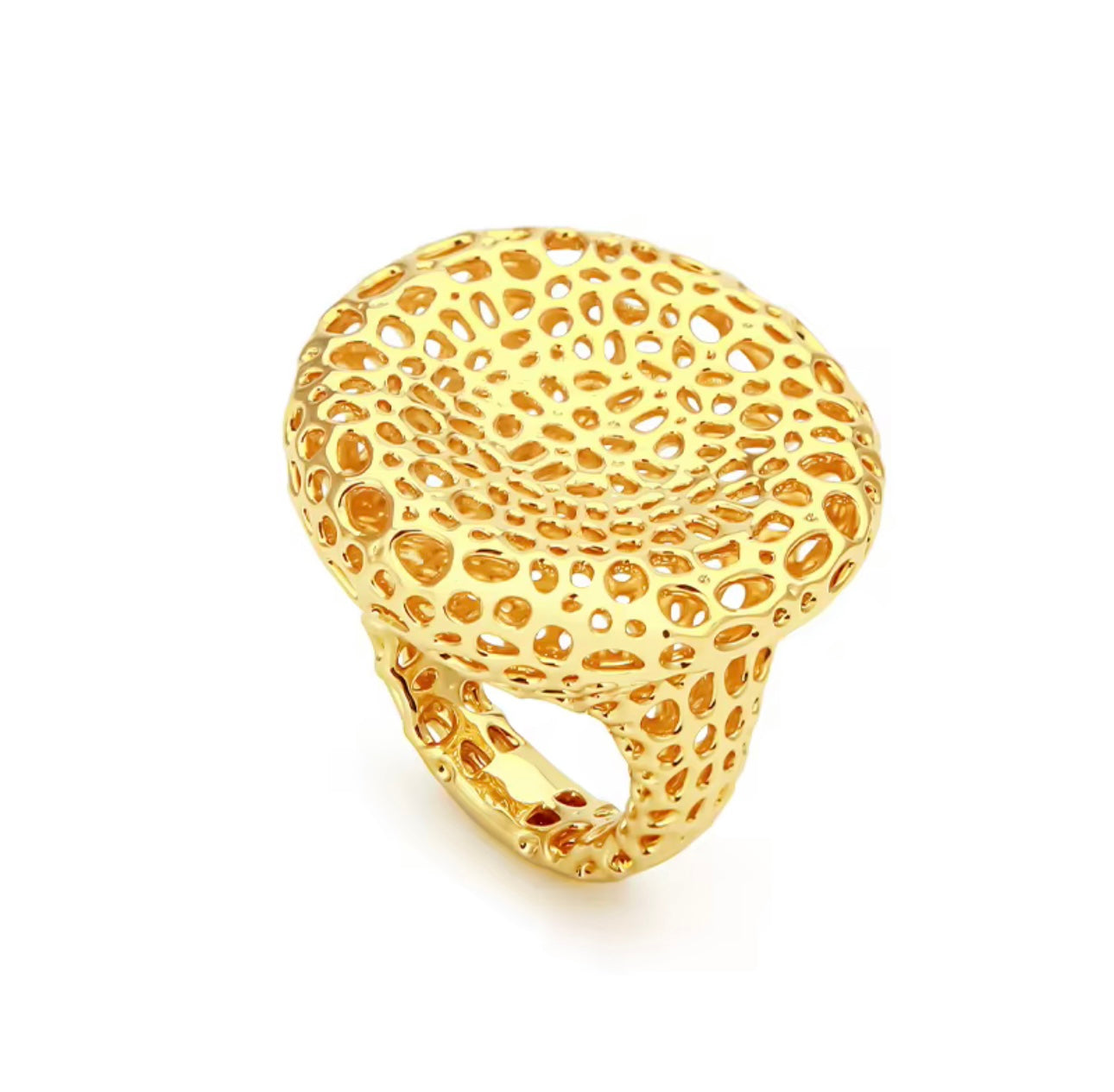 3D Hollow Gold Round Satement Ring