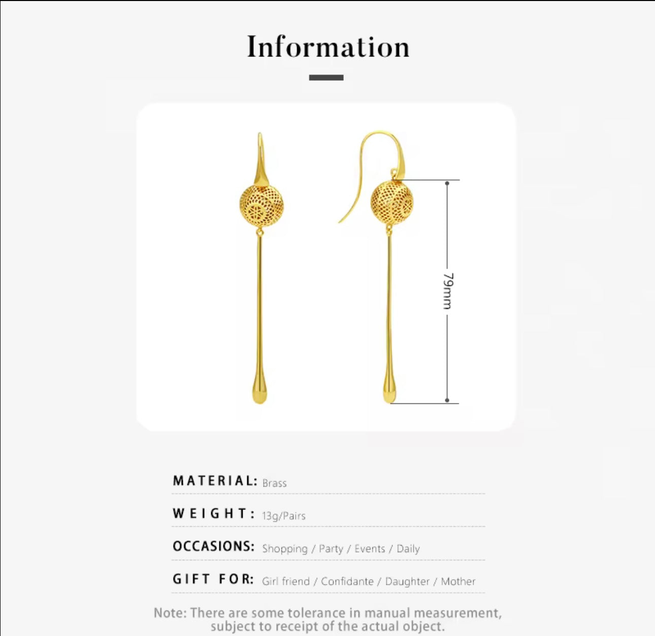 3D Hollow Gold Dangle Earrings