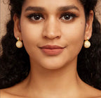 3D Hollow Gold Gemstone Earrings