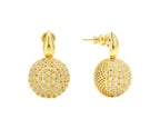 Gold Hollow gemstone sphere earring