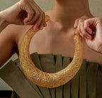 3D Gold Hollow Filigree Choker