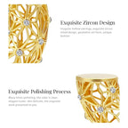 3D Hollow Gold Gemstone Earring