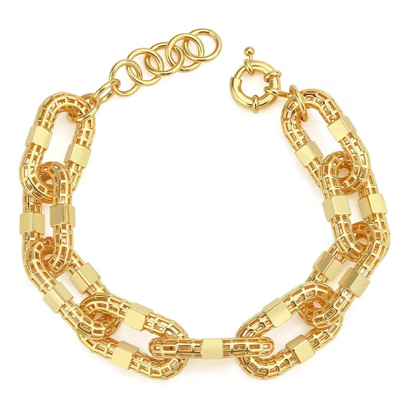 3D Hollow Gold Chain Bracelet