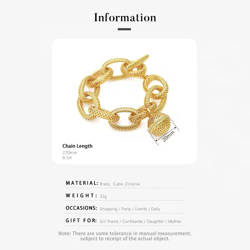 3D Hollow Gold Link Bracelet