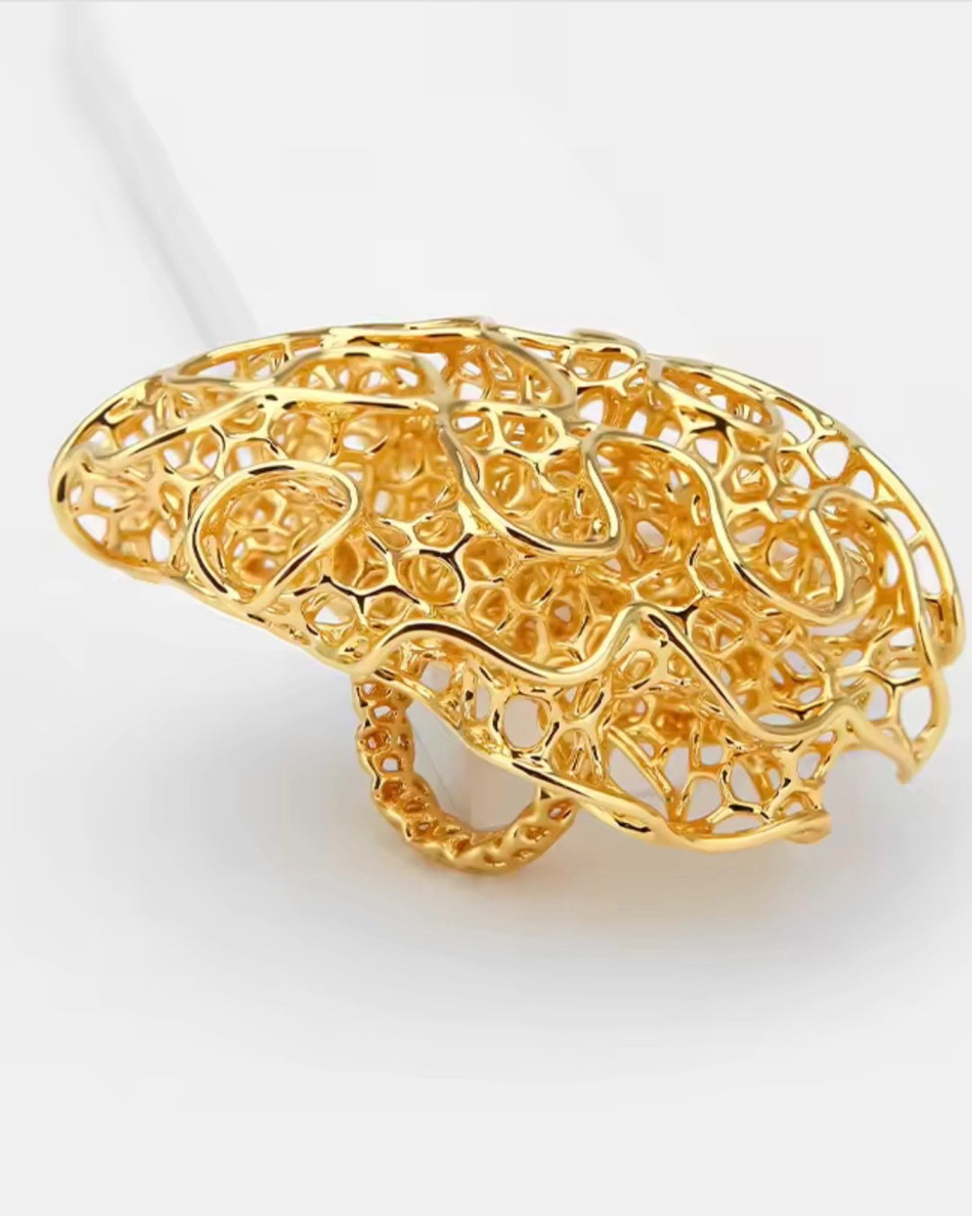 3D Hollow Floral Statement Ring